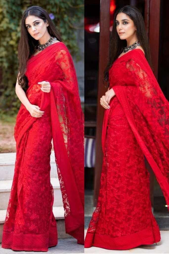 Classic Red Saree for Farewell Party