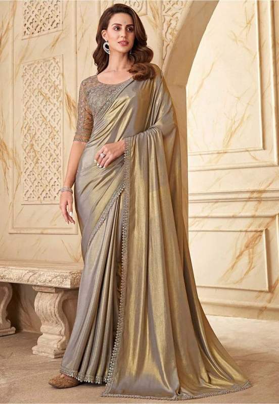 Metallic saree for Farewell