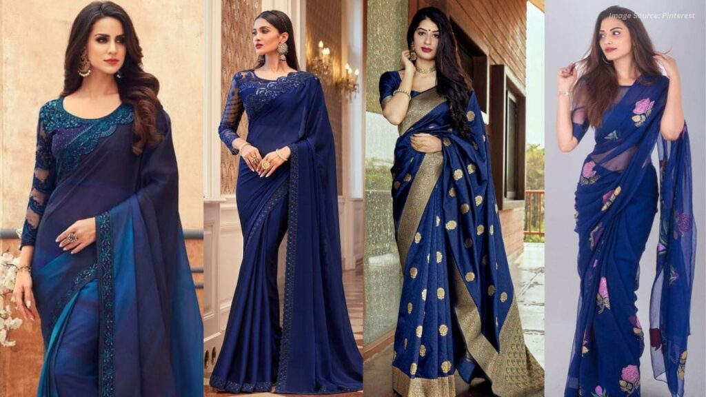 Royal Blue colour Saree for Farewell Party