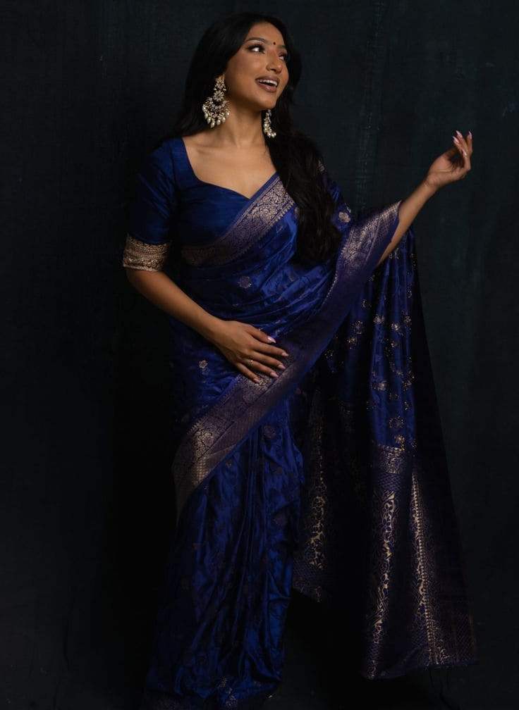 Royal Blue or Navy Saree for Farewell Party