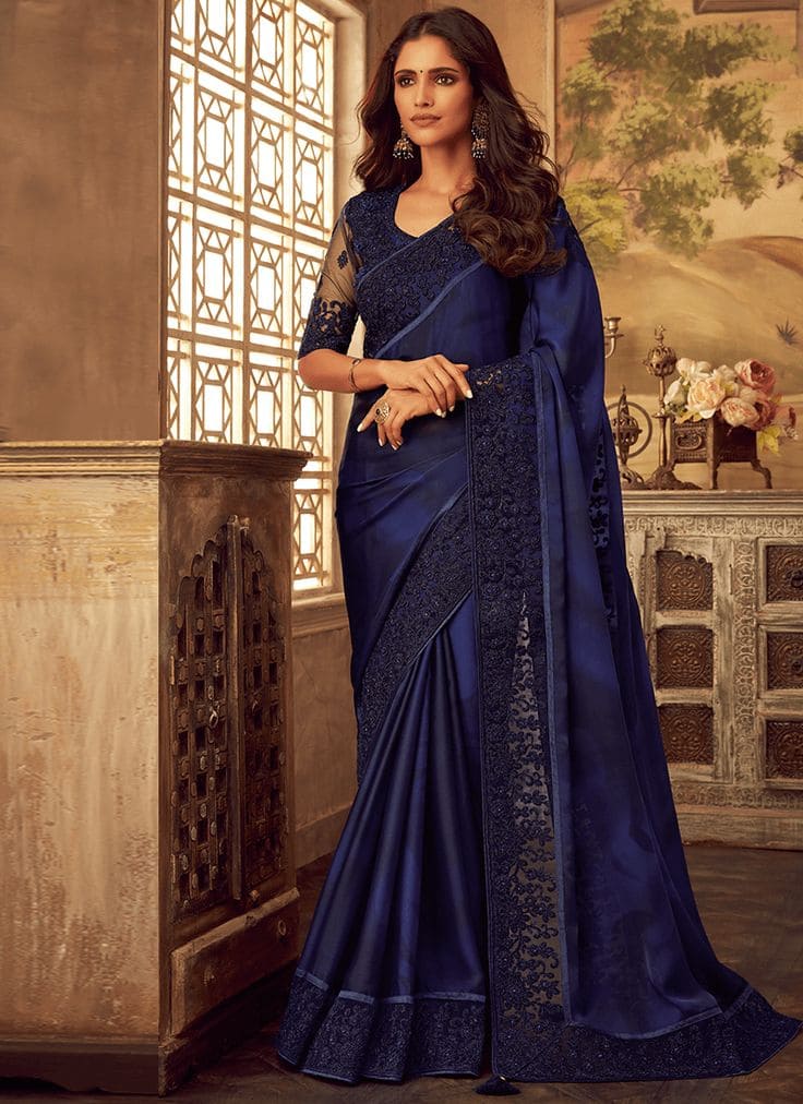 Royal Blue or Navy Saree for Farewell Party