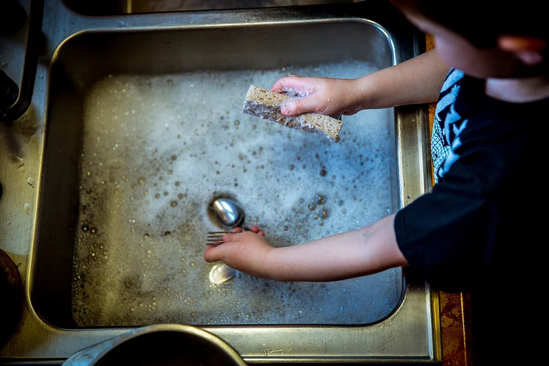 Wash Dishes and Spoon in the Given Sequence