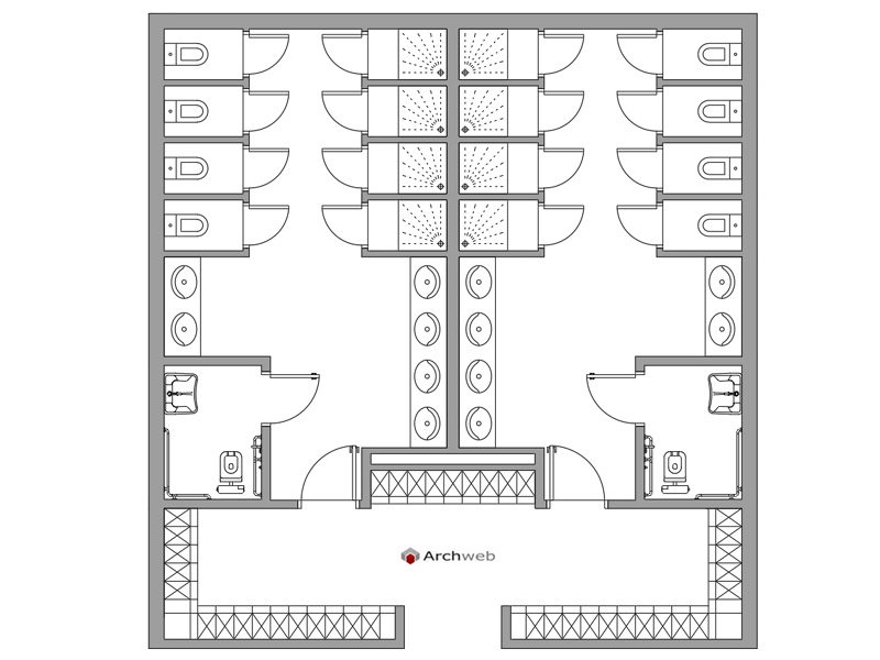 Gym or Swimming pool changing room design layout