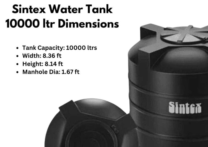 Sintex water tank 10000 ltr dimensions​